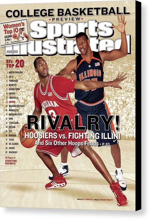 Magazine Cover Canvas Print featuring the photograph Indiana University D.j. White And University Of Illinois Sports Illustrated Cover by Sports Illustrated