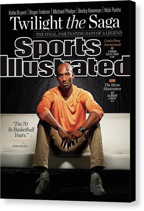 Magazine Cover Canvas Print featuring the photograph Kobe Bryant Twilight The Saga, The Final Fascinating Days Sports Illustrated Cover by Sports Illustrated