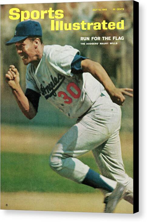 Magazine Cover Canvas Print featuring the photograph Los Angeles Dodgers Maury Wills... Sports Illustrated Cover by Sports Illustrated