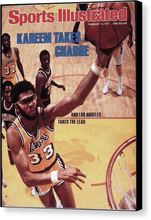 Magazine Cover Canvas Print featuring the photograph Los Angeles Lakers Kareem Abdul-jabbar Sports Illustrated Cover by Sports Illustrated