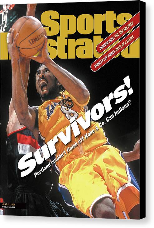 Playoffs Canvas Print featuring the photograph Los Angeles Lakers Kobe Bryant, 2000 Nba Western Conference Sports Illustrated Cover by Sports Illustrated