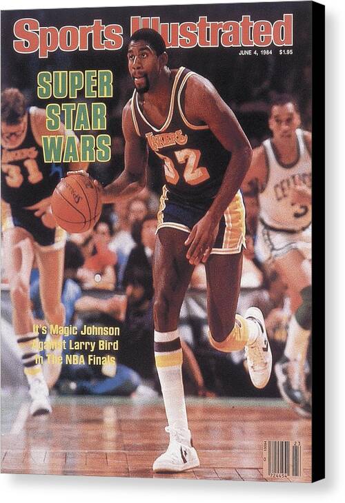 Playoffs Canvas Print featuring the photograph Los Angeles Lakers Magic Johnson, 1984 Nba Finals Sports Illustrated Cover by Sports Illustrated