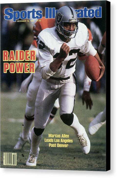 Magazine Cover Canvas Print featuring the photograph Los Angeles Raiders Marcus Allen... Sports Illustrated Cover by Sports Illustrated