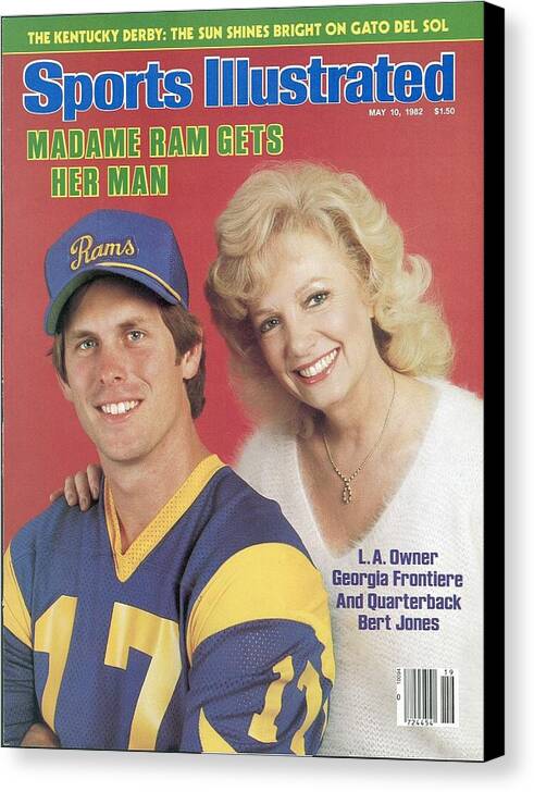 1980-1989 Canvas Print featuring the photograph Los Angeles Rams Owner Georgia Frontiere And Qb Bert Jones Sports Illustrated Cover by Sports Illustrated