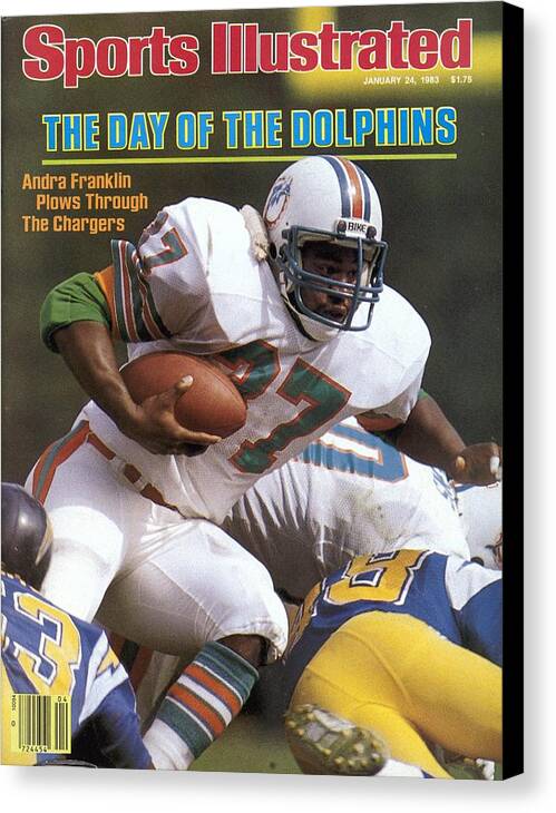 Playoffs Canvas Print featuring the photograph Miami Dolphins Andra Franklin, 1983 Afc Second Round Sports Illustrated Cover by Sports Illustrated