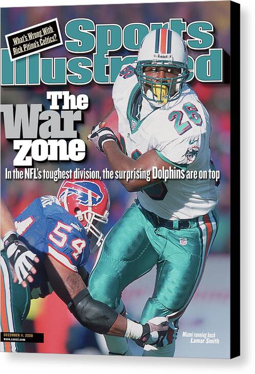 Magazine Cover Canvas Print featuring the photograph Miami Dolphins Lamar Smith... Sports Illustrated Cover by Sports Illustrated