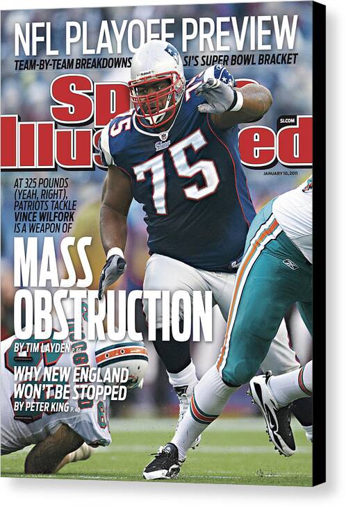 Magazine Cover Canvas Print featuring the photograph Miami Dolphins V New England Patriots Sports Illustrated Cover by Sports Illustrated