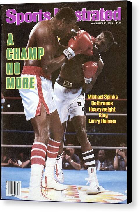 Magazine Cover Canvas Print featuring the photograph Michael Spinks, 1985 Ibf Heavyweight Title Sports Illustrated Cover by Sports Illustrated