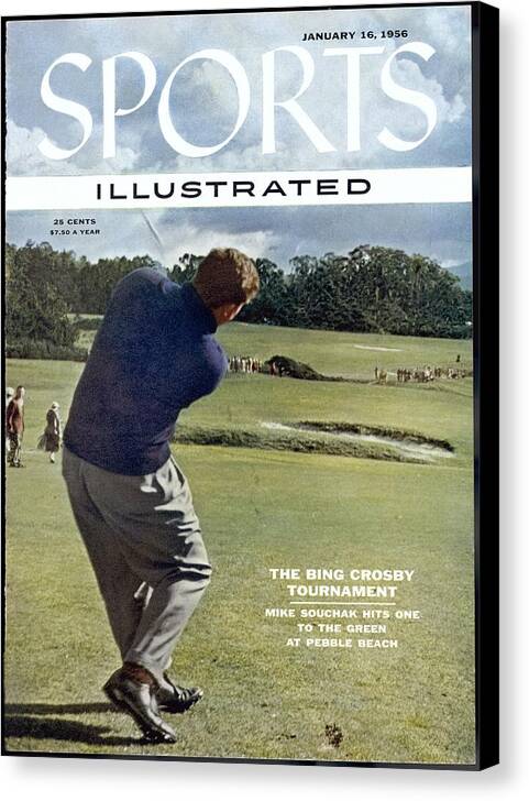 Magazine Cover Canvas Print featuring the photograph Mike Souchak, 1955 Bing Crosby Pro Am Invitational Sports Illustrated Cover by Sports Illustrated
