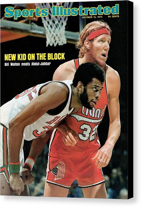Magazine Cover Canvas Print featuring the photograph Milwaukee Bucks Kareem Abdul-jabbar And Portland Trail Sports Illustrated Cover by Sports Illustrated