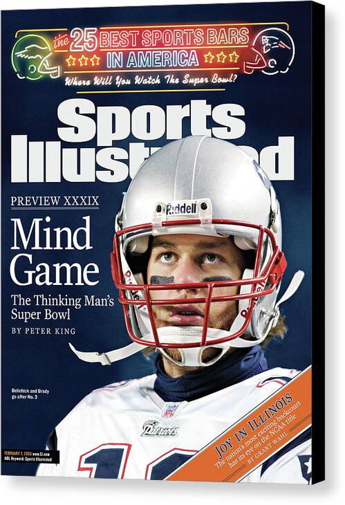 Magazine Cover Canvas Print featuring the photograph Mind Game The Thinking Mans Super Bowl Xxxix Preview Sports Illustrated Cover by Sports Illustrated