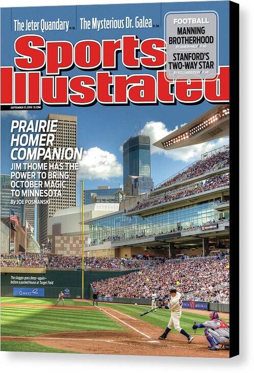 Magazine Cover Canvas Print featuring the photograph Minnesota Twins Jim Thome... Sports Illustrated Cover by Sports Illustrated