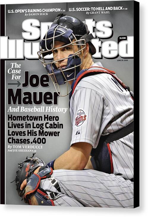 Joe Mauer Canvas Print featuring the photograph Minnesota Twins Joe Mauer... Sports Illustrated Cover by Sports Illustrated