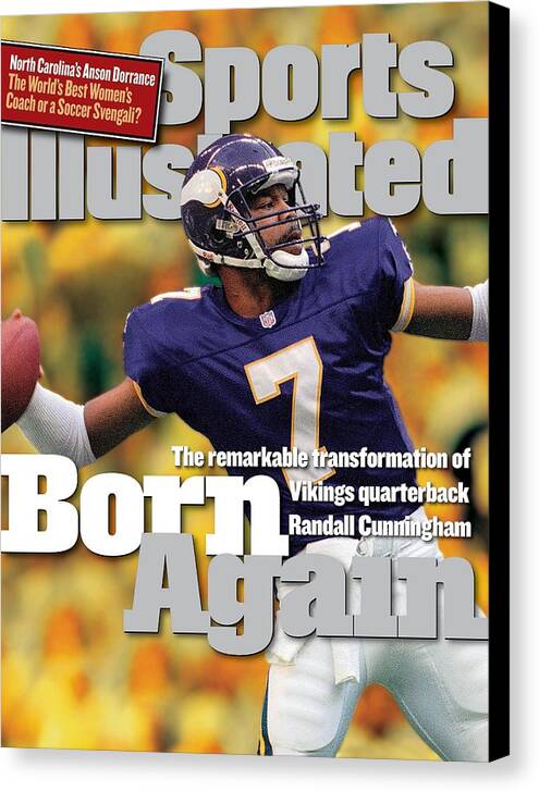 Magazine Cover Canvas Print featuring the photograph Minnesota Vikings Qb Randall Cunningham... Sports Illustrated Cover by Sports Illustrated