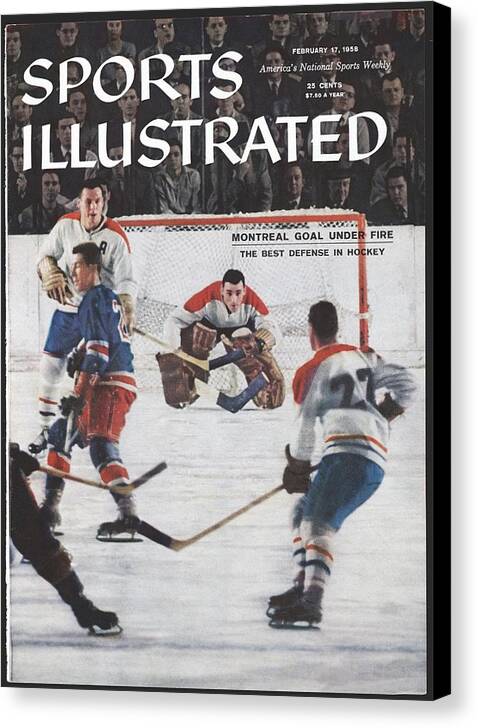 Magazine Cover Canvas Print featuring the photograph Montreal Canadiens Goalie Jacques Plante Sports Illustrated Cover by Sports Illustrated