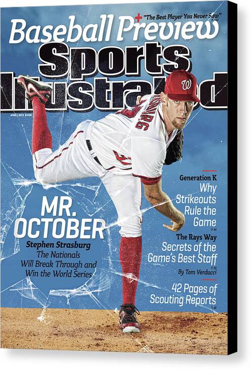 Magazine Cover Canvas Print featuring the photograph Mr. October, 2013 Mlb Baseball Preview Issue Sports Illustrated Cover by Sports Illustrated