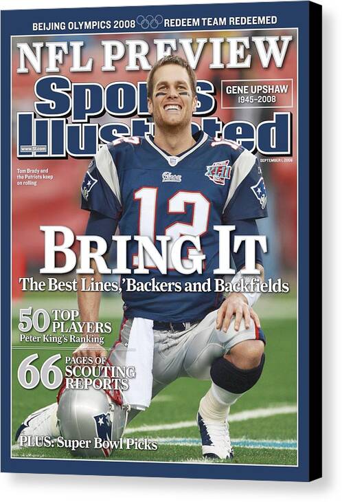 New England Patriots Canvas Print featuring the photograph New England Patriots Qb Tom Brady, Super Bowl Xlii Sports Illustrated Cover by Sports Illustrated