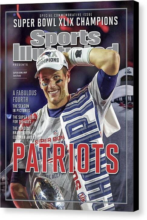 Vince Lombardi Trophy Canvas Print featuring the photograph New England Patriots Qb Tom Brady, Super Bowl Xlix Champions Sports Illustrated Cover by Sports Illustrated