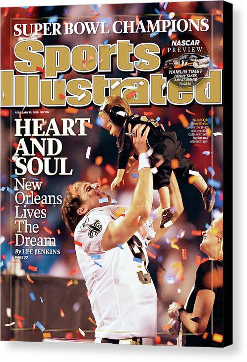 Magazine Cover Canvas Print featuring the photograph New Orleans Saints Qb Drew Brees, Super Bowl Xliv Sports Illustrated Cover by Sports Illustrated