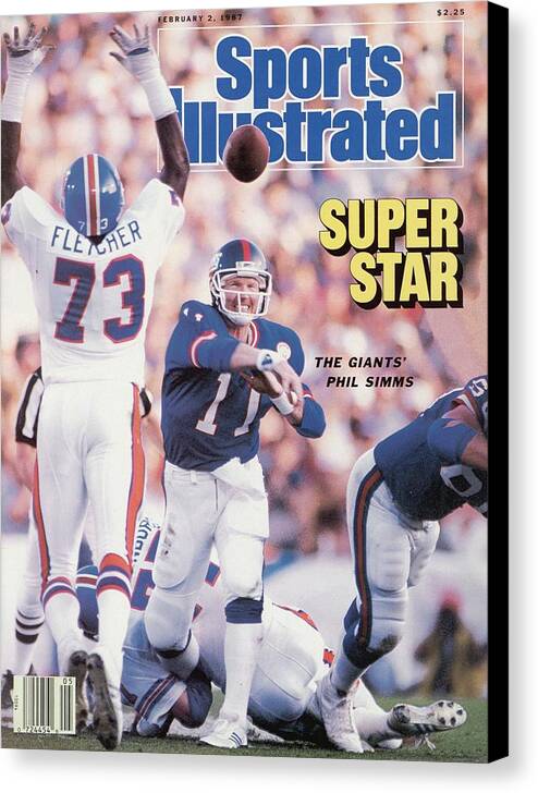 Magazine Cover Canvas Print featuring the photograph New York Giants Qb Phil Simms, Super Bowl Xxi Sports Illustrated Cover by Sports Illustrated