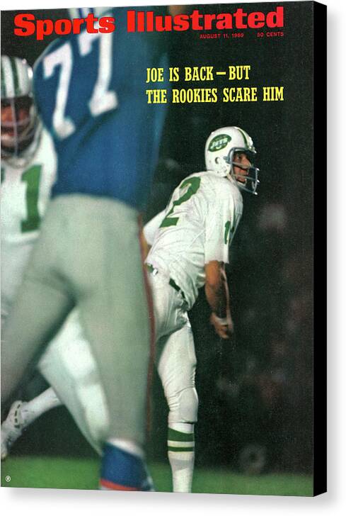 New York Jets Canvas Print featuring the photograph New York Jets Qb Joe Namath, 1969 Chicago Tribune Charities Sports Illustrated Cover by Sports Illustrated