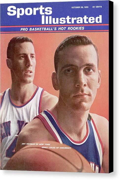Magazine Cover Canvas Print featuring the photograph New York Knicks Art Heyman And Cincinnati Royals Jerry Lucas Sports Illustrated Cover by Sports Illustrated