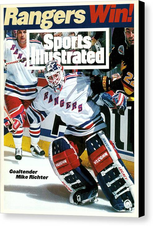 Mike Richter Canvas Print featuring the photograph New York Rangers Goalie Mike Richter, 1994 Nhl Stanley Cup Sports Illustrated Cover by Sports Illustrated