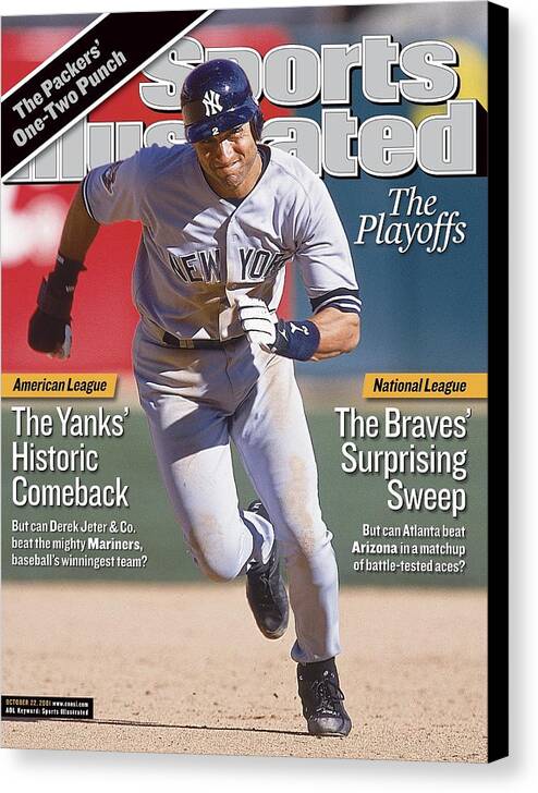 Magazine Cover Canvas Print featuring the photograph New York Yankees Derek Jeter, 2001 Al Division Series Sports Illustrated Cover by Sports Illustrated