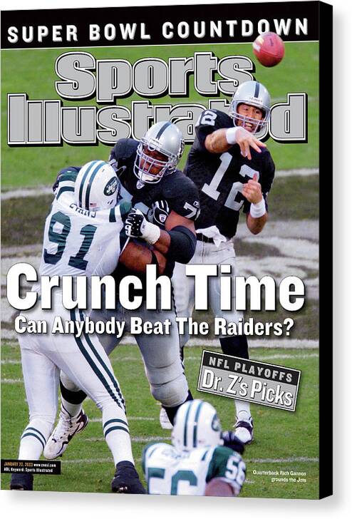 Magazine Cover Canvas Print featuring the photograph Oakland Raiders Qb Rich Gannon, 2003 Afc Divisional Playoffs Sports Illustrated Cover by Sports Illustrated