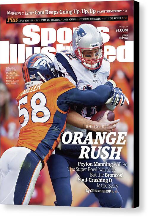 Magazine Cover Canvas Print featuring the photograph Orange Crush Peyton Manning Will Be The Super Bowl Sports Illustrated Cover by Sports Illustrated