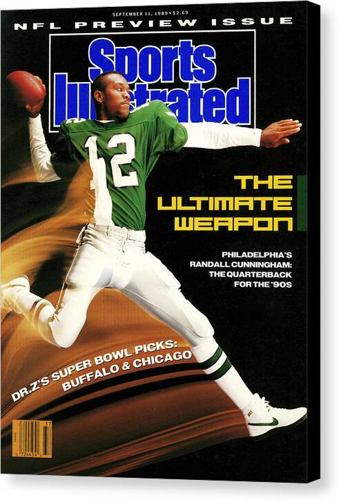 Magazine Cover Canvas Print featuring the photograph Philadelphia Eagles Qb Randall Cunningham, 1989 Nfl Sports Illustrated Cover by Sports Illustrated