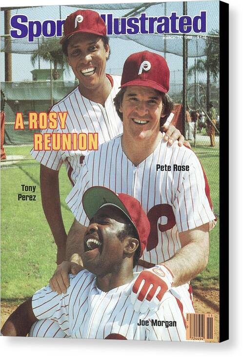 Magazine Cover Canvas Print featuring the photograph Philadelphia Phillies Tony Perez, Pete Rose, And Joe Morgan Sports Illustrated Cover by Sports Illustrated