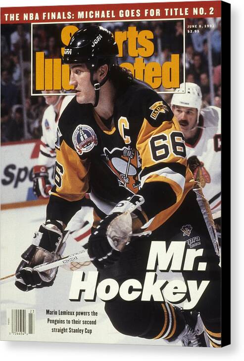 National Hockey League Canvas Print featuring the photograph Pittsburgh Penguins Mario Lemieux, 1992 Nhl Stanley Cup Sports Illustrated Cover by Sports Illustrated