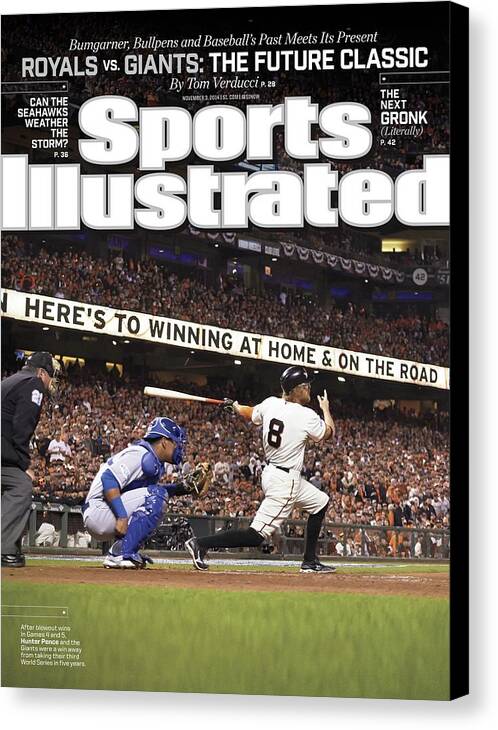 Magazine Cover Canvas Print featuring the photograph Royals Vs. Giants The Future Classic Sports Illustrated Cover by Sports Illustrated