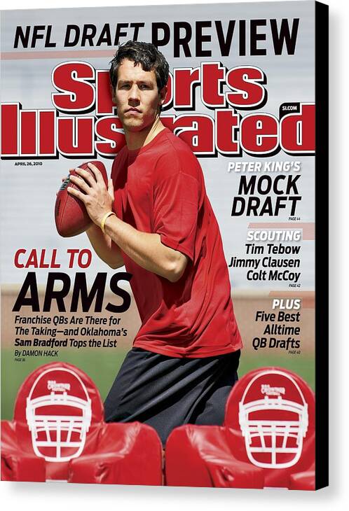 Nfl Draft Canvas Print featuring the photograph Sam Bradford, 2010 Nfl Football Draft Preview Sports Illustrated Cover by Sports Illustrated