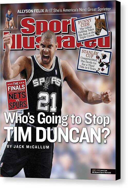 Playoffs Canvas Print featuring the photograph San Antonio Spurs Tim Duncan, 2003 Nba Western Conference Sports Illustrated Cover by Sports Illustrated