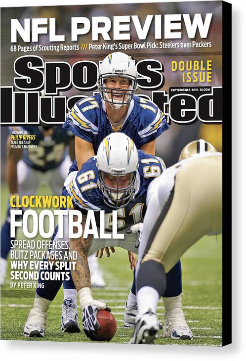 Magazine Cover Canvas Print featuring the photograph San Diego Chargers V New Orleans Saints Sports Illustrated Cover by Sports Illustrated