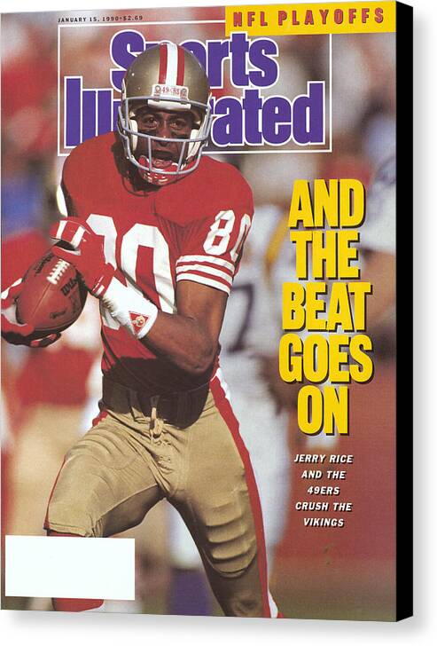 Magazine Cover Canvas Print featuring the photograph San Francisco 49ers Jerry Rice, 1990 Nfc Divisional Playoffs Sports Illustrated Cover by Sports Illustrated