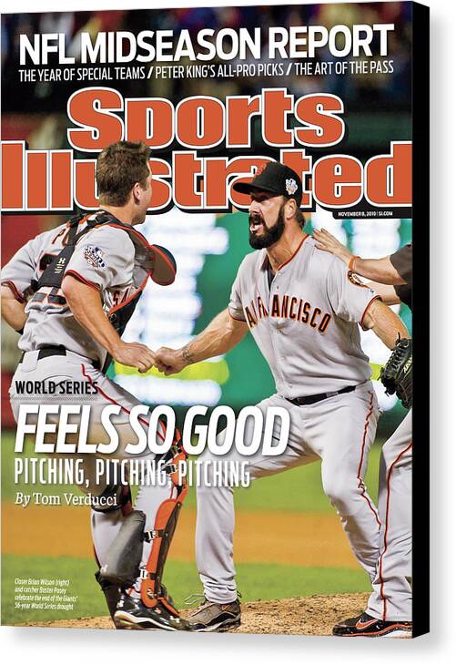 American League Baseball Canvas Print featuring the photograph San Francisco Giants V Texas Rangers, Game 5 Sports Illustrated Cover by Sports Illustrated