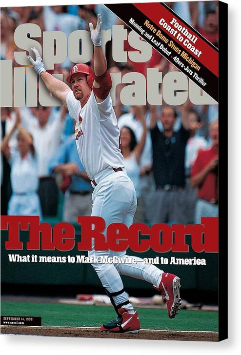 Magazine Cover Canvas Print featuring the photograph St. Louis Cardinals Mark Mcgwire... Sports Illustrated Cover by Sports Illustrated