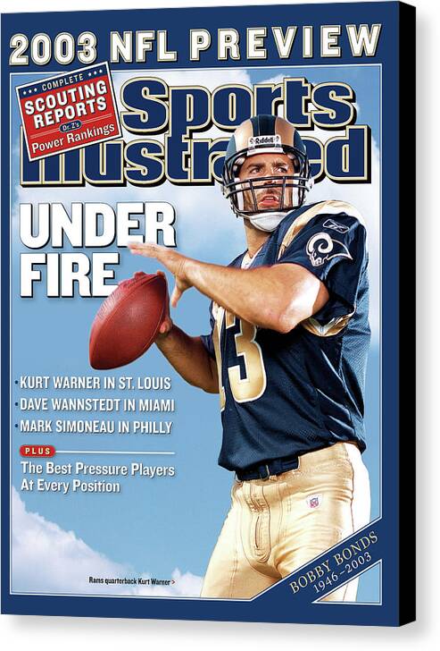Magazine Cover Canvas Print featuring the photograph St. Louis Rams Qb Kurt Warner, 2003 Nfl Football Preview Sports Illustrated Cover by Sports Illustrated
