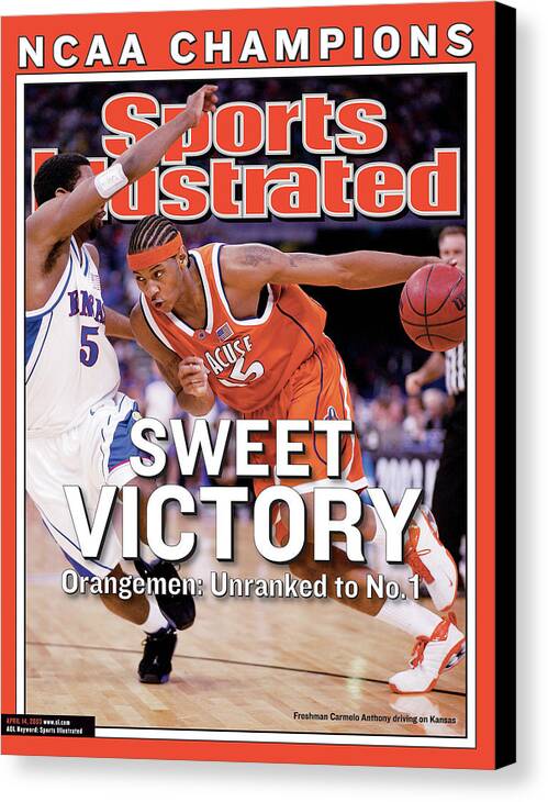 Sports Illustrated Canvas Print featuring the photograph Syracuses Carmelo Anthony, 2003 Ncaa National Championship Sports Illustrated Cover by Sports Illustrated