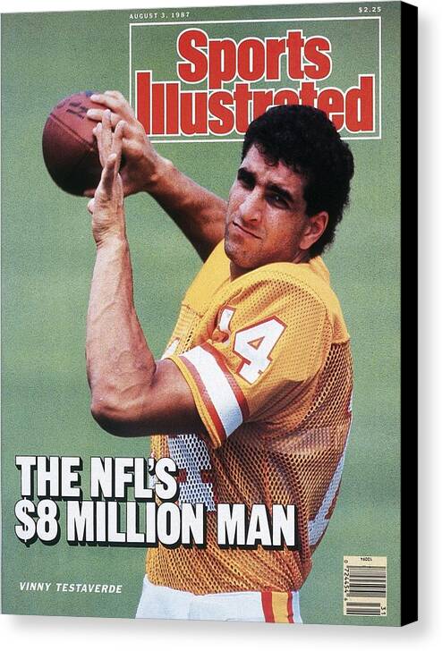 Magazine Cover Canvas Print featuring the photograph Tampa Bay Buccaneers Qb Vinny Testaverde Sports Illustrated Cover by Sports Illustrated