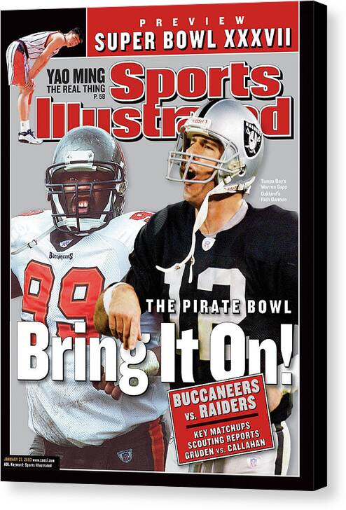Magazine Cover Canvas Print featuring the photograph Tampa Bay Buccaneers Vs Oakland Raiders, Super Bowl Xxxvii Sports Illustrated Cover by Sports Illustrated