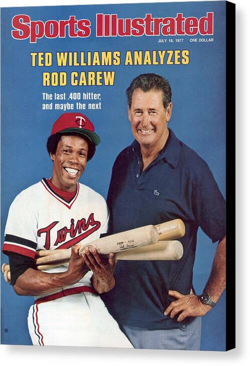 Magazine Cover Canvas Print featuring the photograph Ted Williams And Minnesota Twins Rod Carew Sports Illustrated Cover by Sports Illustrated