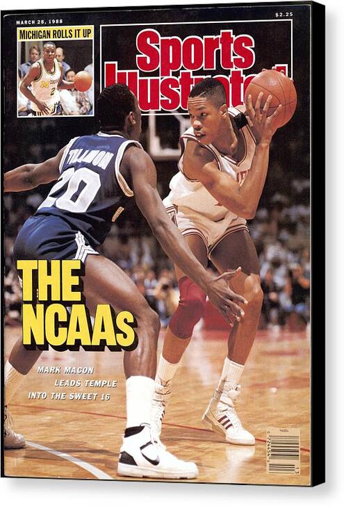 Playoffs Canvas Print featuring the photograph Temple University Mark Macon, 1988 Ncaa Eastern Regional Sports Illustrated Cover by Sports Illustrated