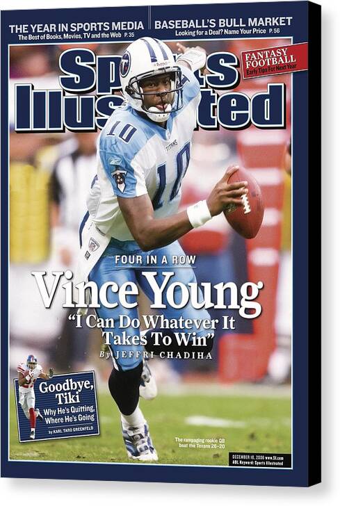 Magazine Cover Canvas Print featuring the photograph Tennessee Titans Qb Vince Young... Sports Illustrated Cover by Sports Illustrated