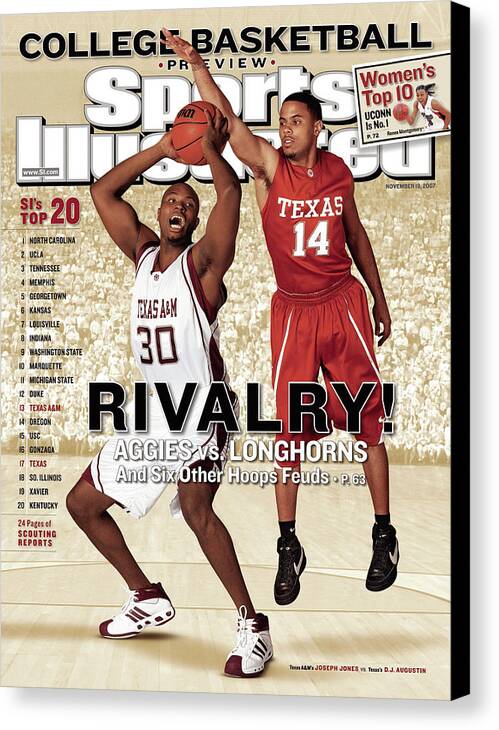 Season Canvas Print featuring the photograph Texas A&m Joseph Jones And University Of Texas D.j Sports Illustrated Cover by Sports Illustrated