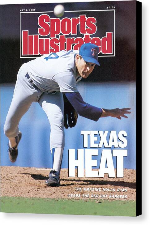 1980-1989 Canvas Print featuring the photograph Texas Rangers Nolan Ryan... Sports Illustrated Cover by Sports Illustrated