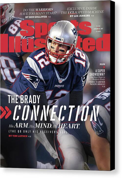 Magazine Cover Canvas Print featuring the photograph The Brady Connection His Arm. His Mind. His Heart. Sports Illustrated Cover by Sports Illustrated